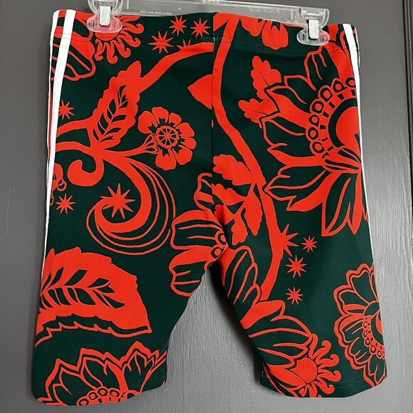 Adidas x Farm Rio Biker Bike Shorts Women's Size LARGE L Tropical Green Orange - Picture 2 of 9